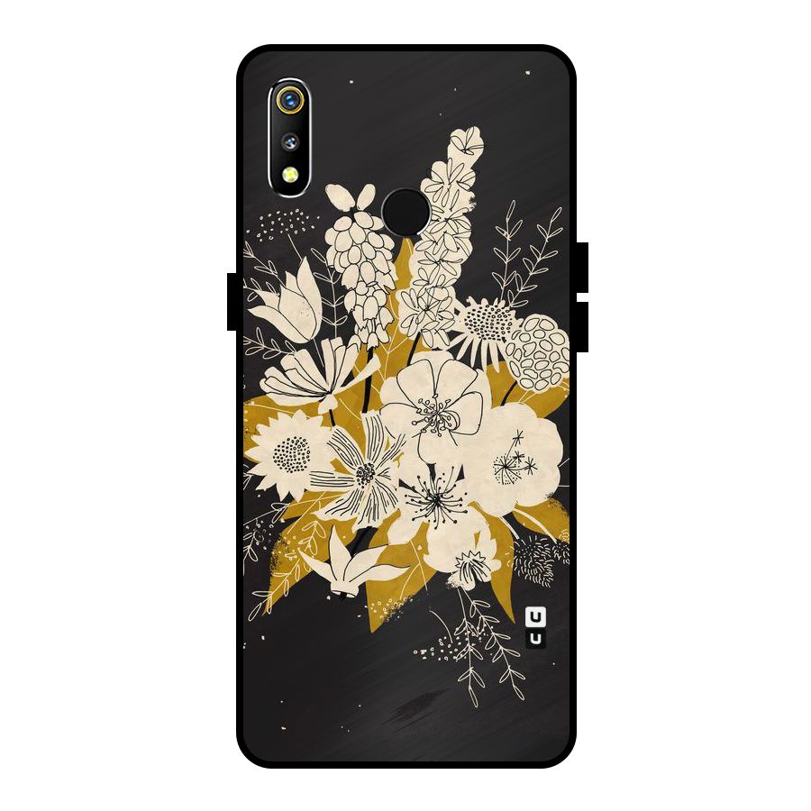 Flower Drawing Metal Back Case for Realme 3i