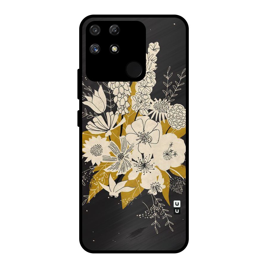 Flower Drawing Metal Back Case for Realme Narzo 50A