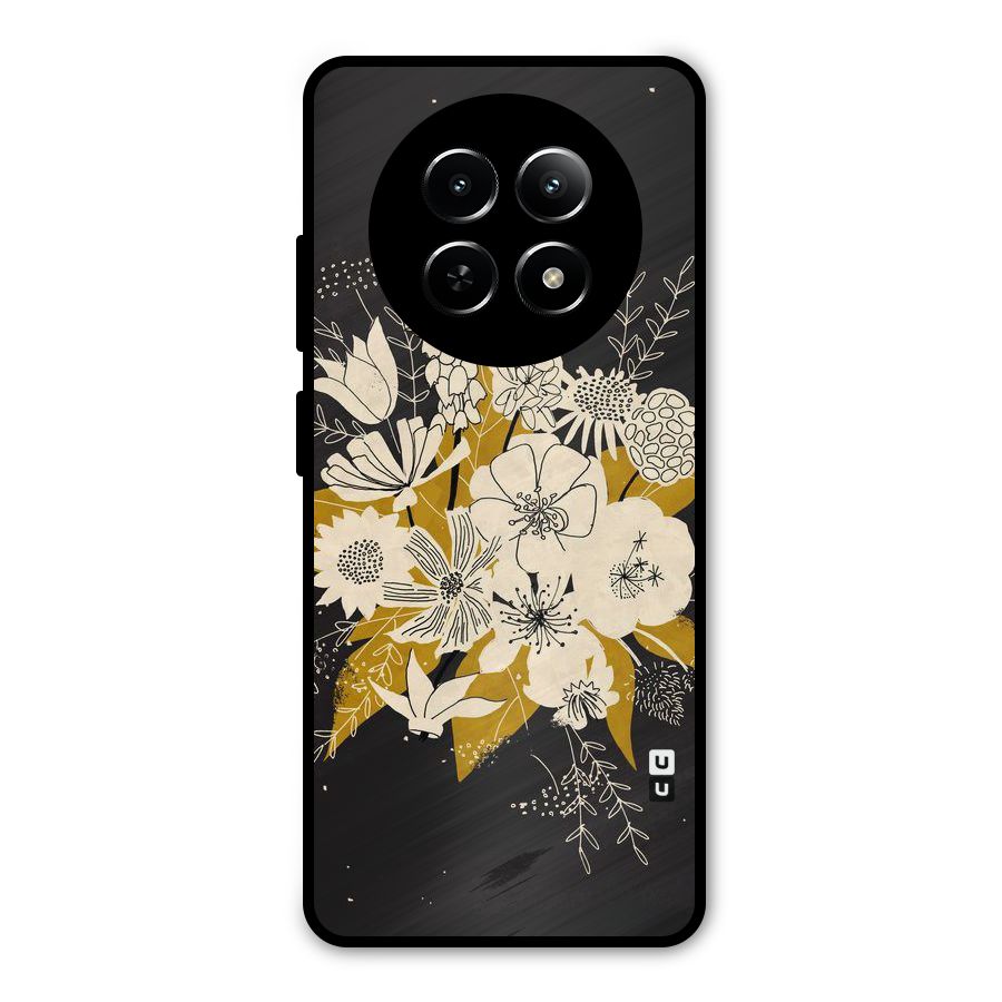 Flower Drawing Metal Back Case for Realme Narzo 70x 5G