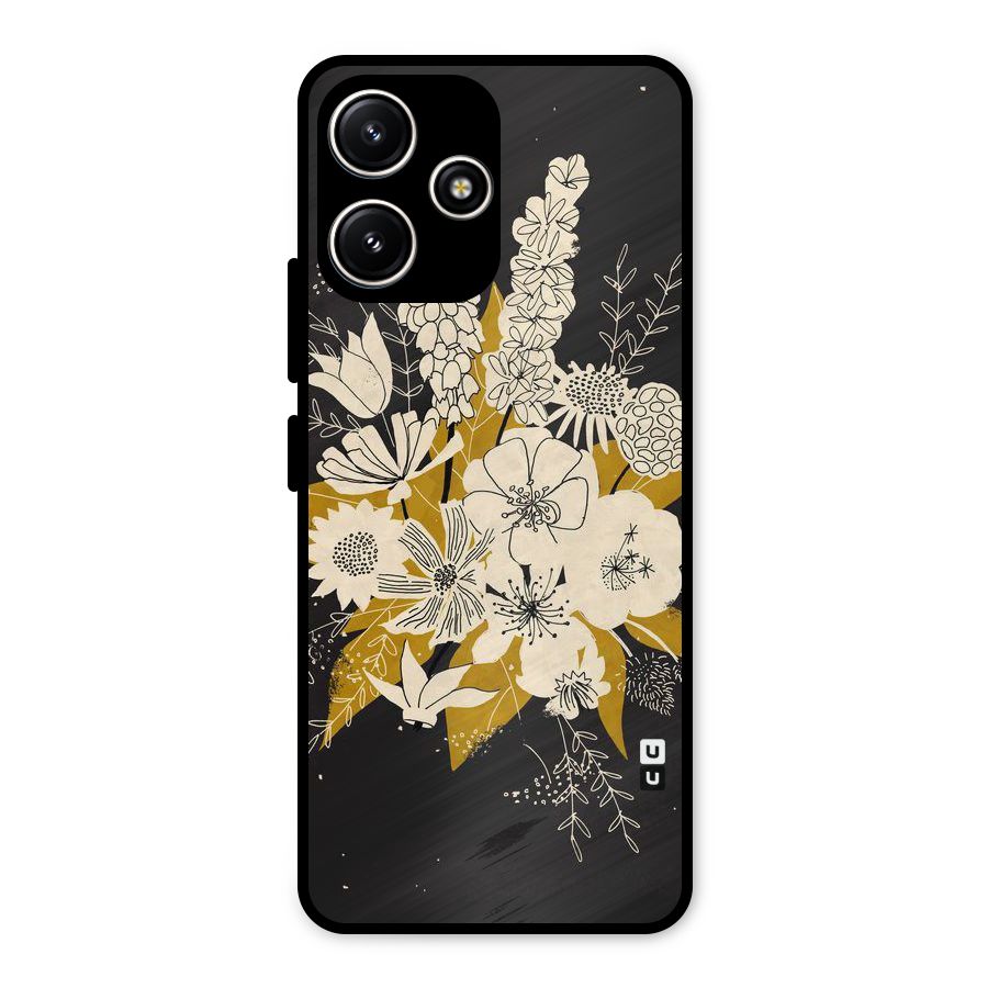 Flower Drawing Metal Back Case for Redmi 12 5G
