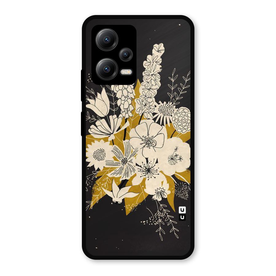 Flower Drawing Metal Back Case for Redmi Note 12 5G