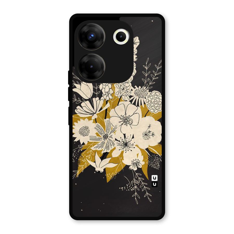 Flower Drawing Metal Back Case for Tecno Camon 20 Pro