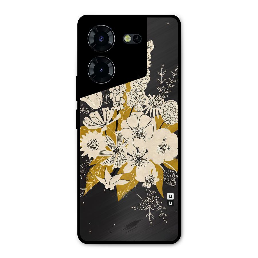 Flower Drawing Metal Back Case for Tecno Pova 5 Pro 5G