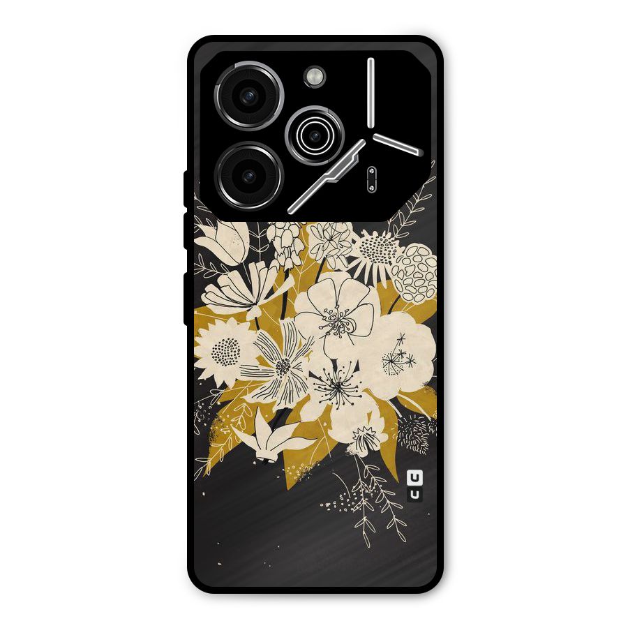 Flower Drawing Metal Back Case for Tecno Pova 6 Pro