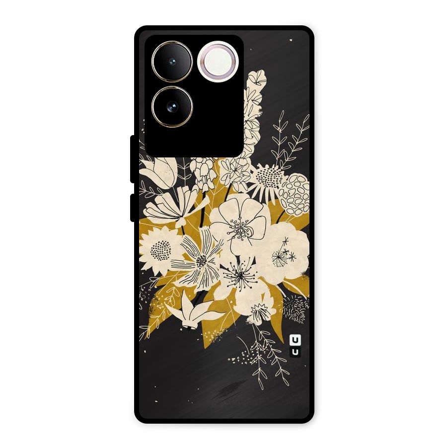 Flower Drawing Metal Back Case for Vivo T2 Pro