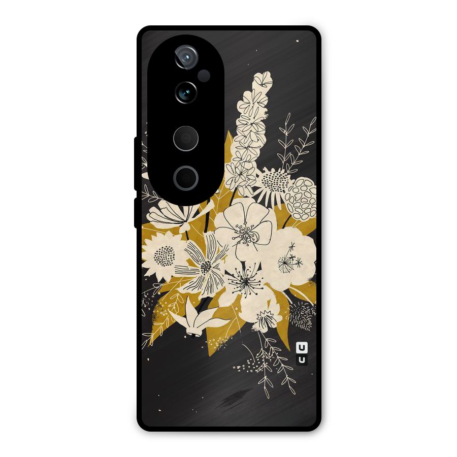 Flower Drawing Metal Back Case for Vivo T3 Ultra