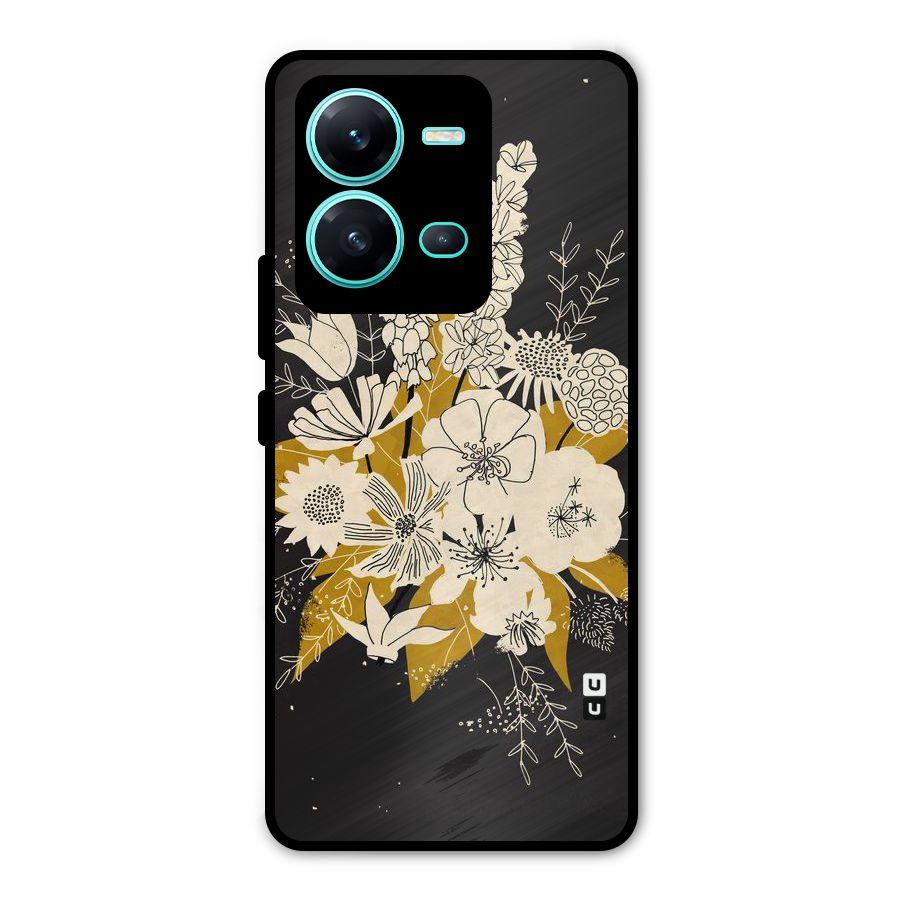 Flower Drawing Metal Back Case for Vivo V25