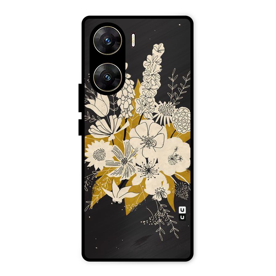 Flower Drawing Metal Back Case for Vivo V29e