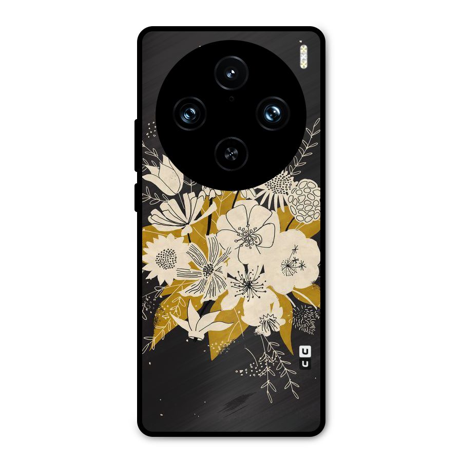 Flower Drawing Metal Back Case for Vivo X100 Pro