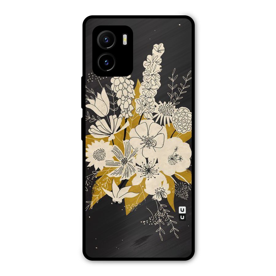 Flower Drawing Metal Back Case for Vivo Y15s