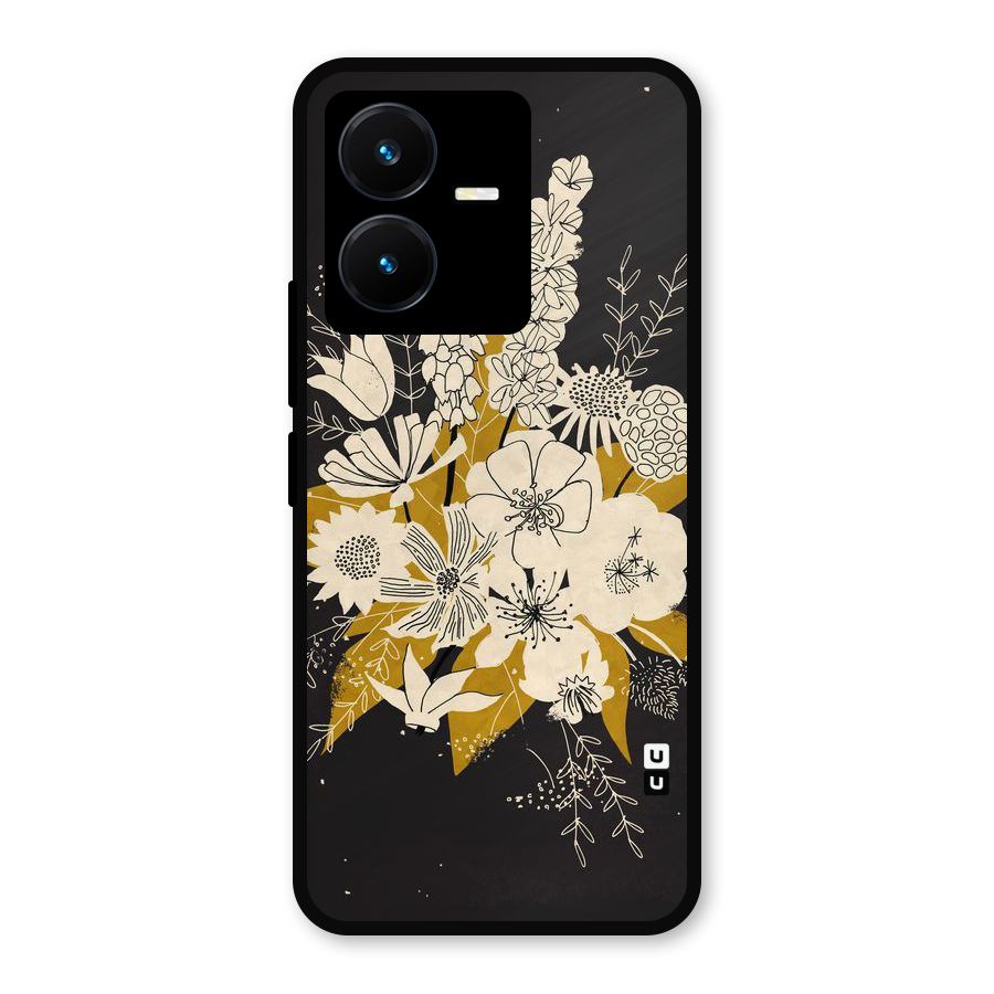 Flower Drawing Metal Back Case for Vivo Y22