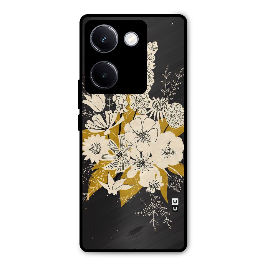 Flower Drawing Metal Back Case for Vivo Y300 Plus