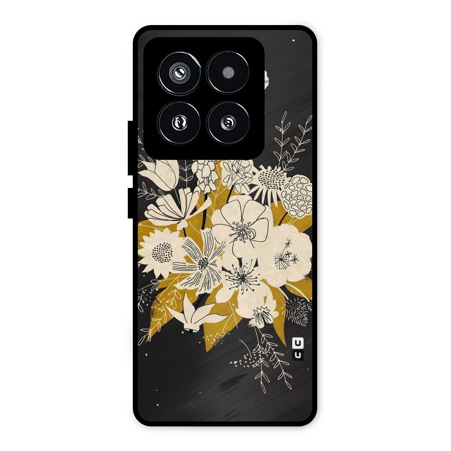Flower Drawing Metal Back Case for Xiaomi 14 Pro