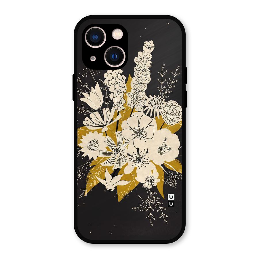 Flower Drawing Metal Back Case for iPhone 13