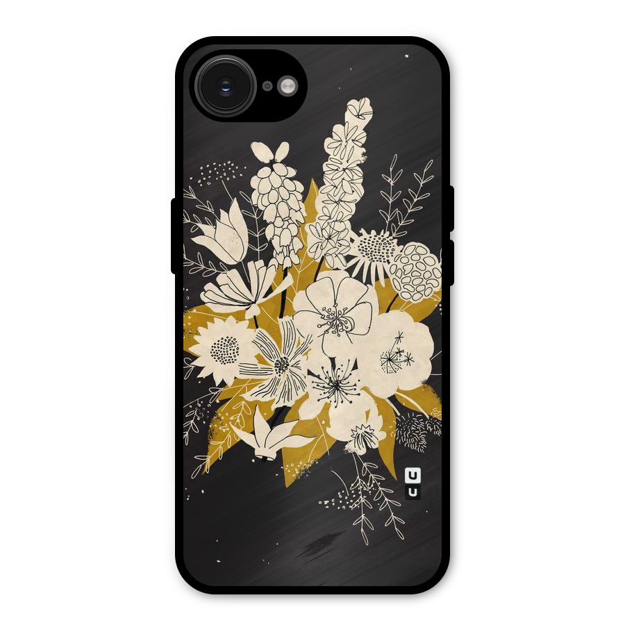Flower Drawing Metal Back Case for iPhone 16e