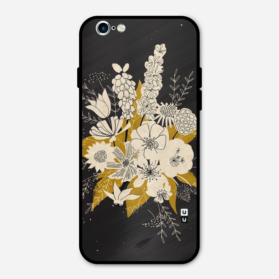 Flower Drawing Metal Back Case for iPhone 6 6s