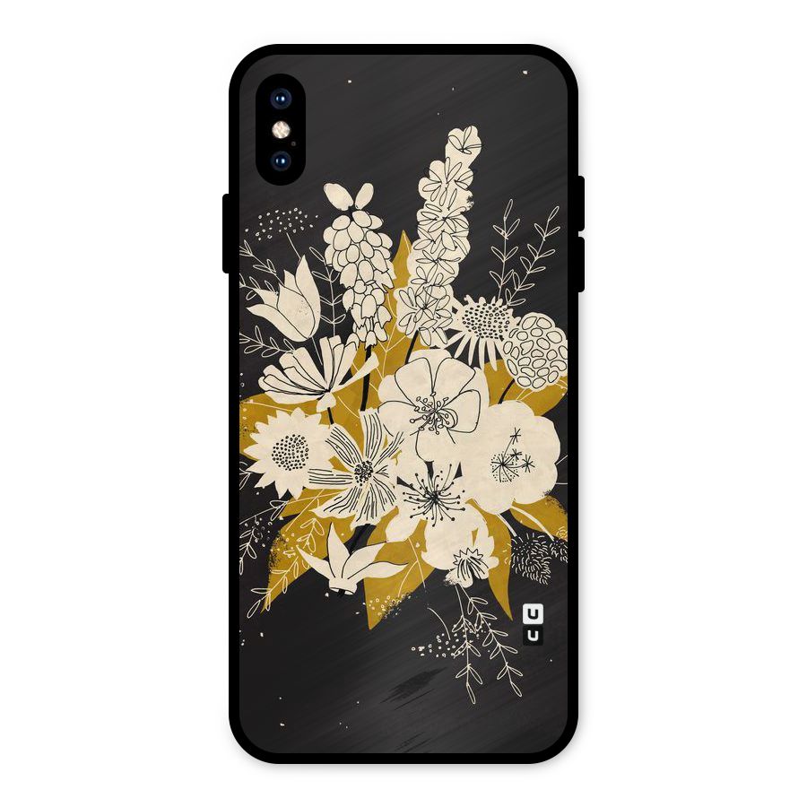 Flower Drawing Metal Back Case for iPhone XS Max