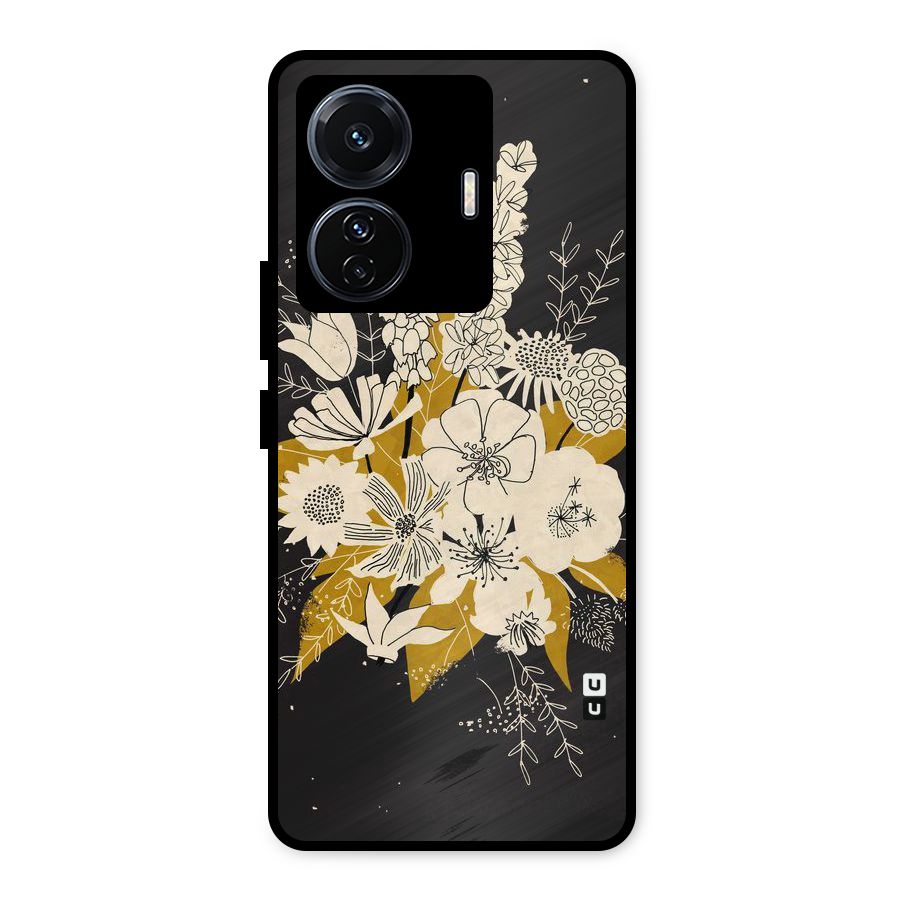 Flower Drawing Metal Back Case for iQOO Z6