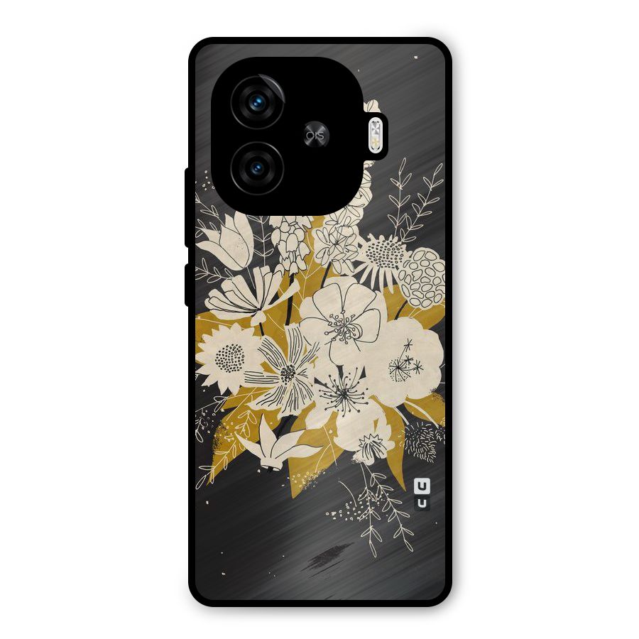 Flower Drawing Metal Back Case for iQOO Z9 Turbo