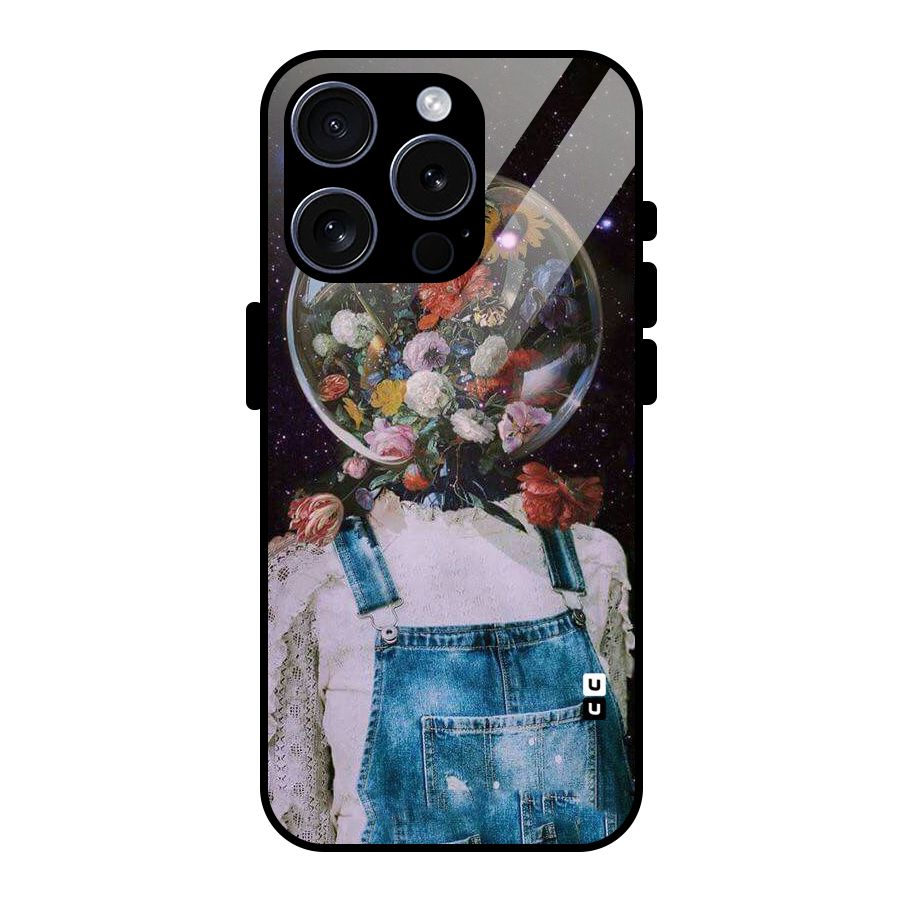 Flower Face Glass Back Case for iPhone 15 Pro