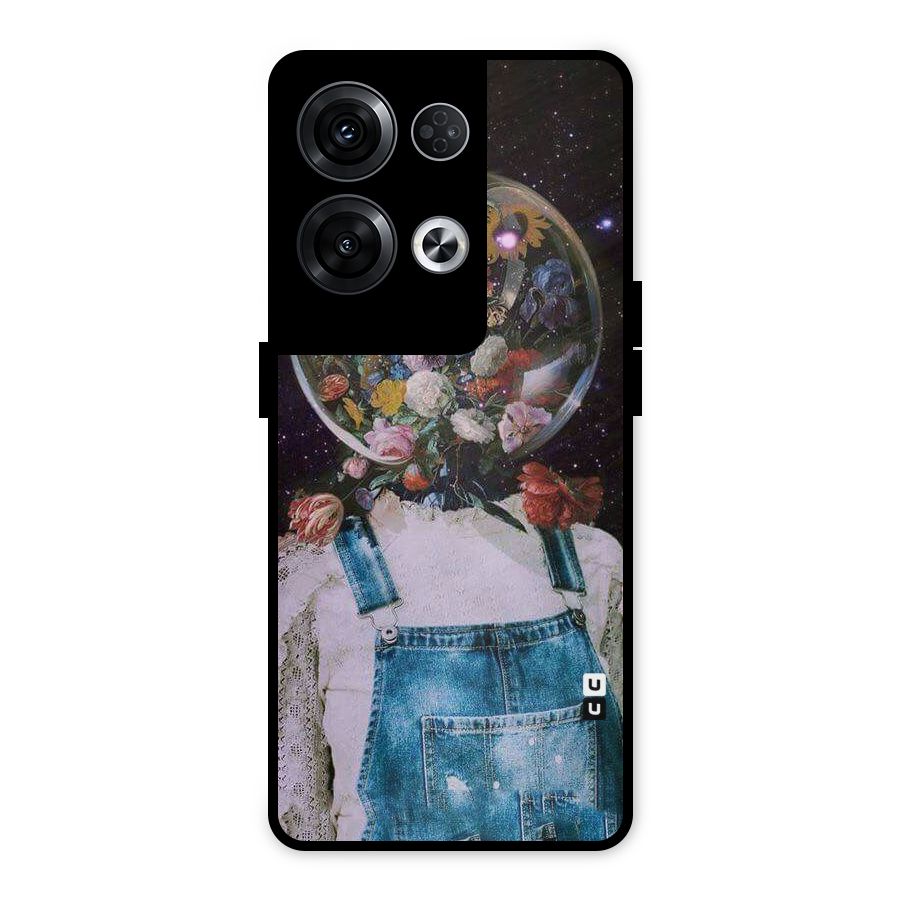 Flower Face Metal Back Case for Oppo Reno8 Pro 5G