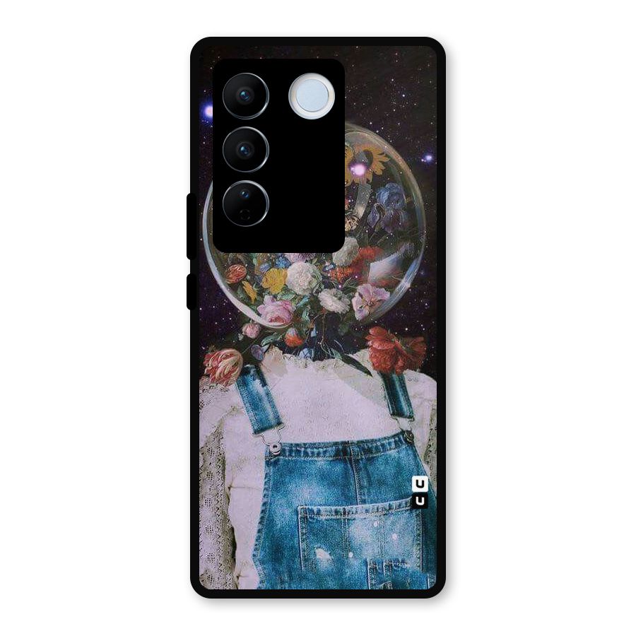 Flower Face Metal Back Case for Vivo V27 Pro