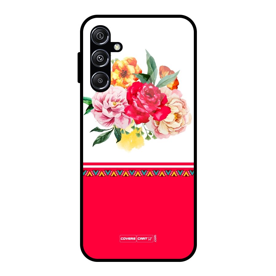 Flower Fusion Glass Back Case for Galaxy M34 5G