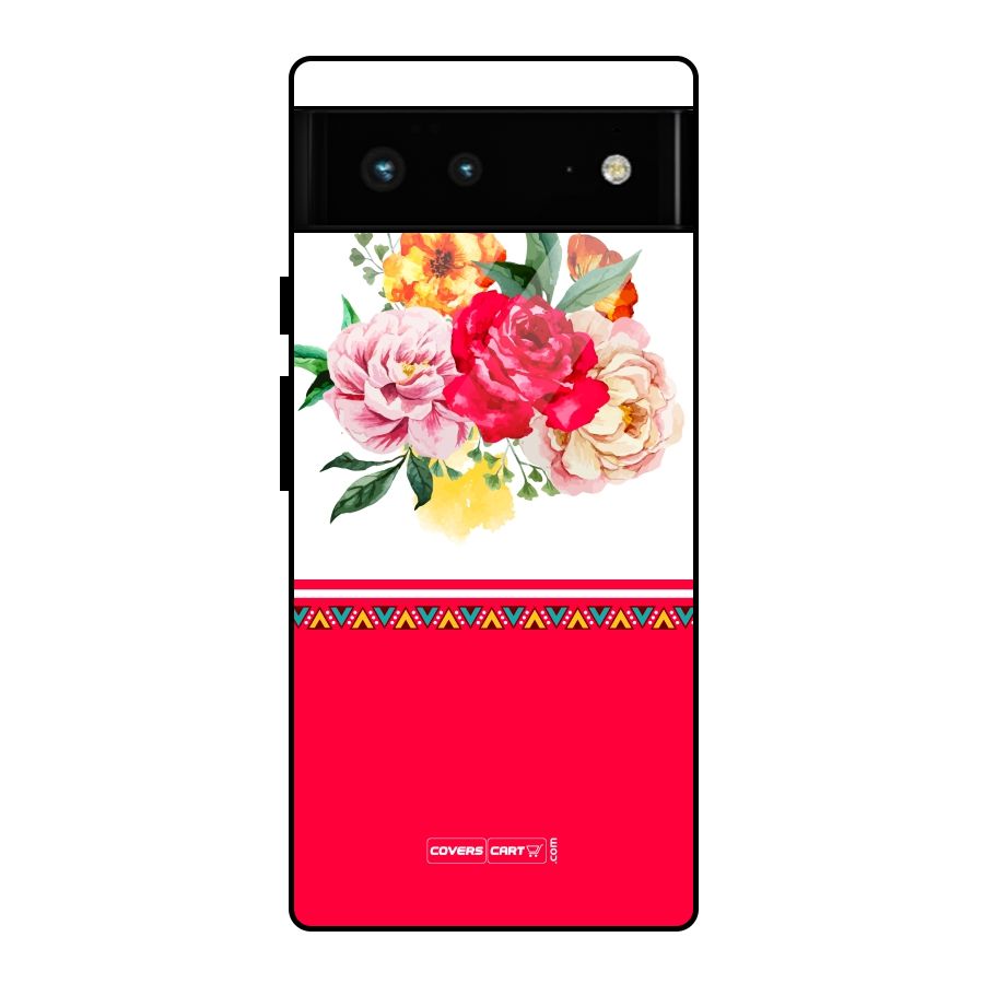 Flower Fusion Glass Back Case for Google Pixel 6