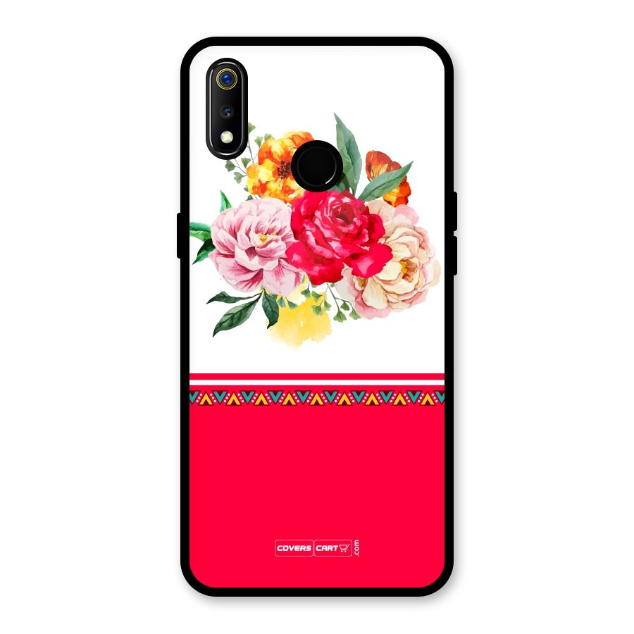 Flower Fusion Glass Back Case for Realme 3i