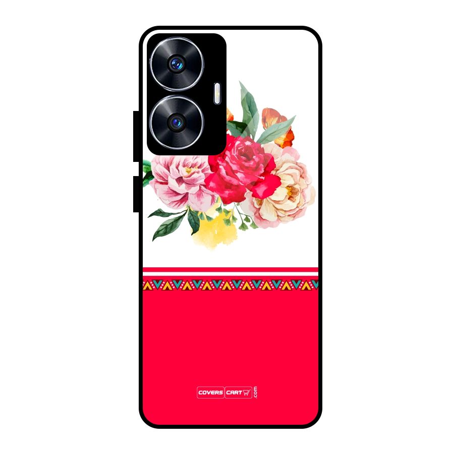 Flower Fusion Glass Back Case for Realme Narzo N55