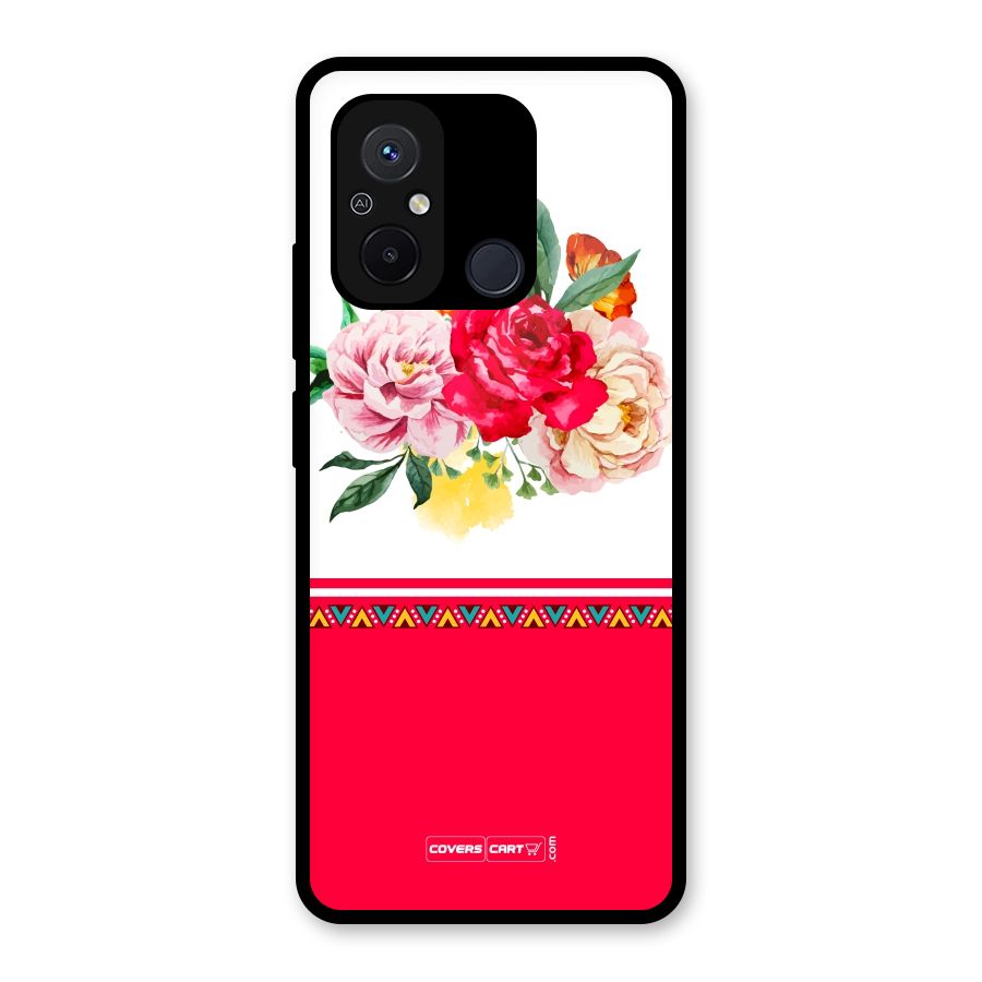 Flower Fusion Glass Back Case for Redmi 12C