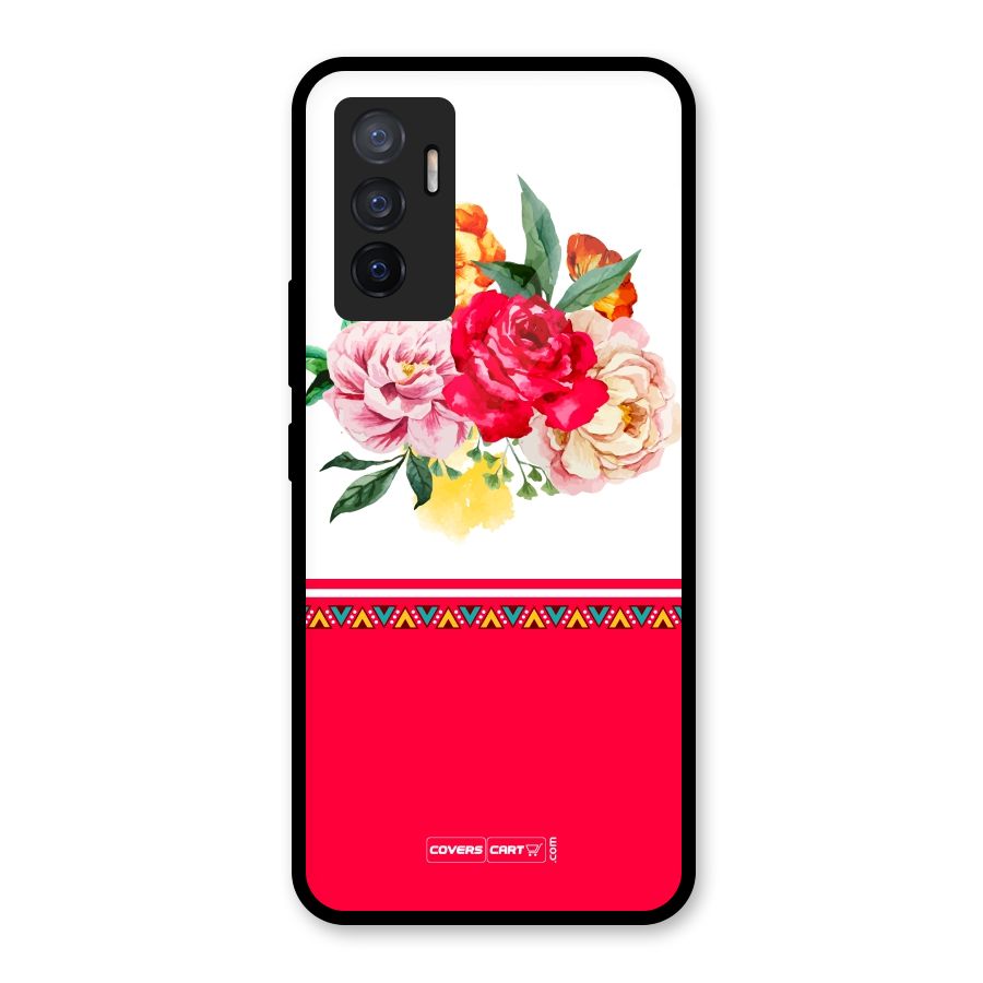 Flower Fusion Glass Back Case for Vivo V23e