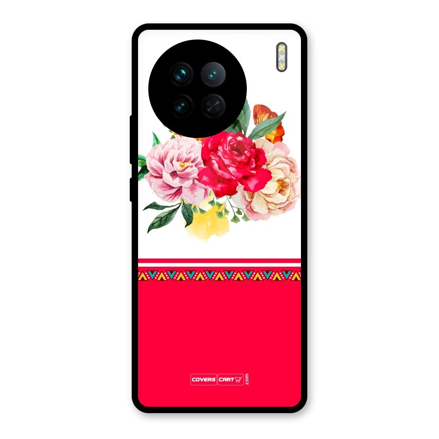 Flower Fusion Glass Back Case for Vivo X90