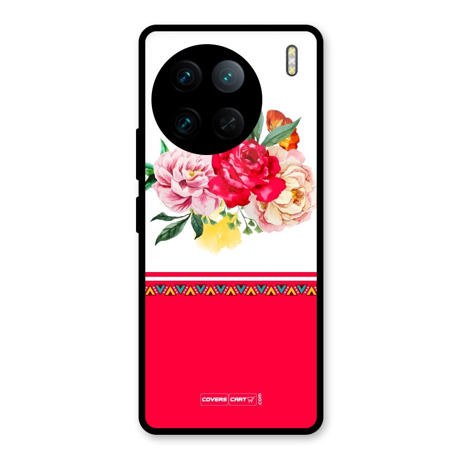 Flower Fusion Glass Back Case for Vivo X90 Pro