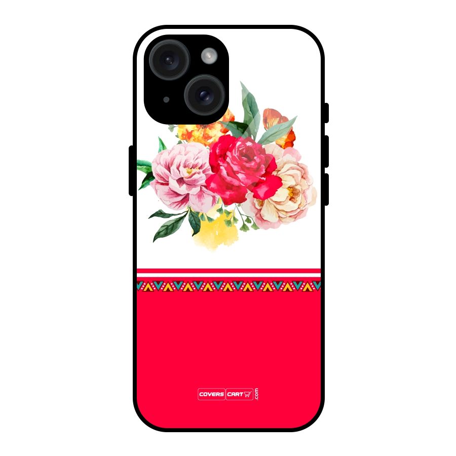 Flower Fusion Glass Back Case for iPhone 15
