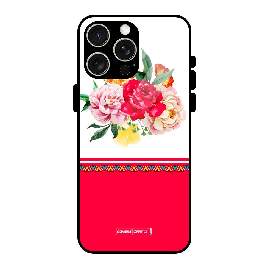 Flower Fusion Glass Back Case for iPhone 15 Pro Max