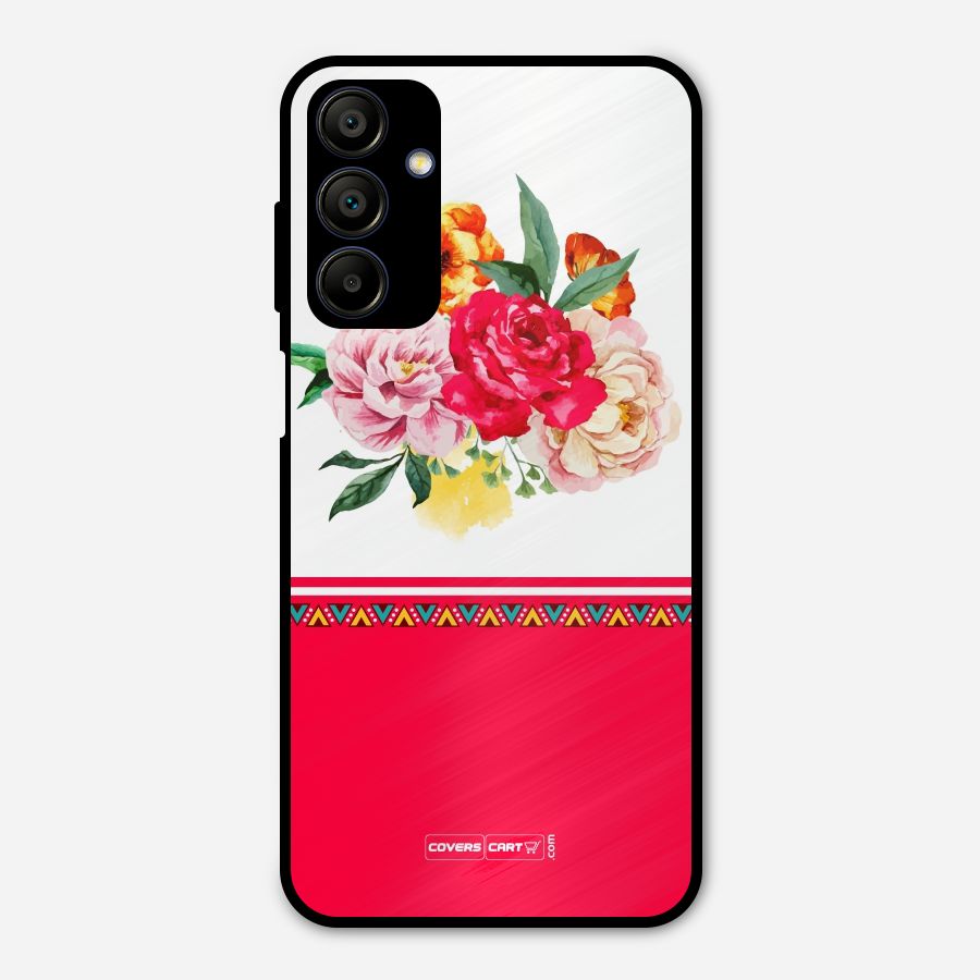 Flower Fusion Metal Back Case for Galaxy A15 5G