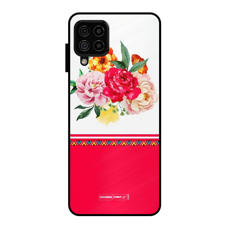 Flower Fusion Metal Back Case for Galaxy A22 4G