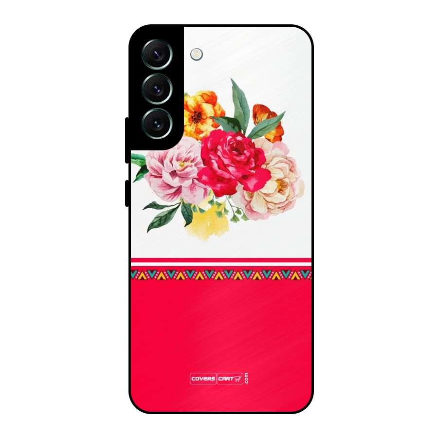 Flower Fusion Metal Back Case for Galaxy S22 Plus 5G