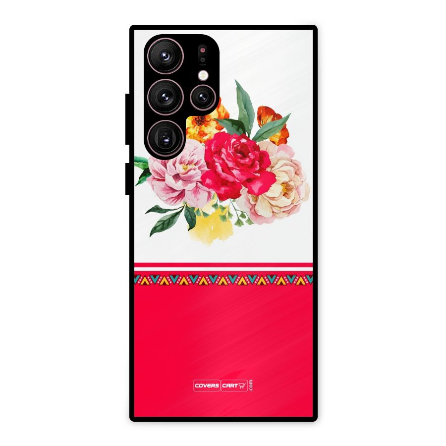 Flower Fusion Metal Back Case for Galaxy S22 Ultra 5G