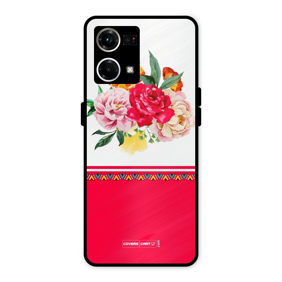 Flower Fusion Metal Back Case for Oppo F21s Pro 4G