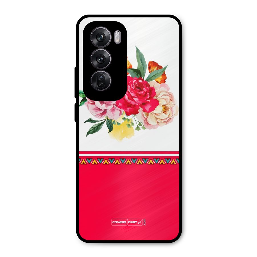 Flower Fusion Metal Back Case for Oppo Reno12 Pro