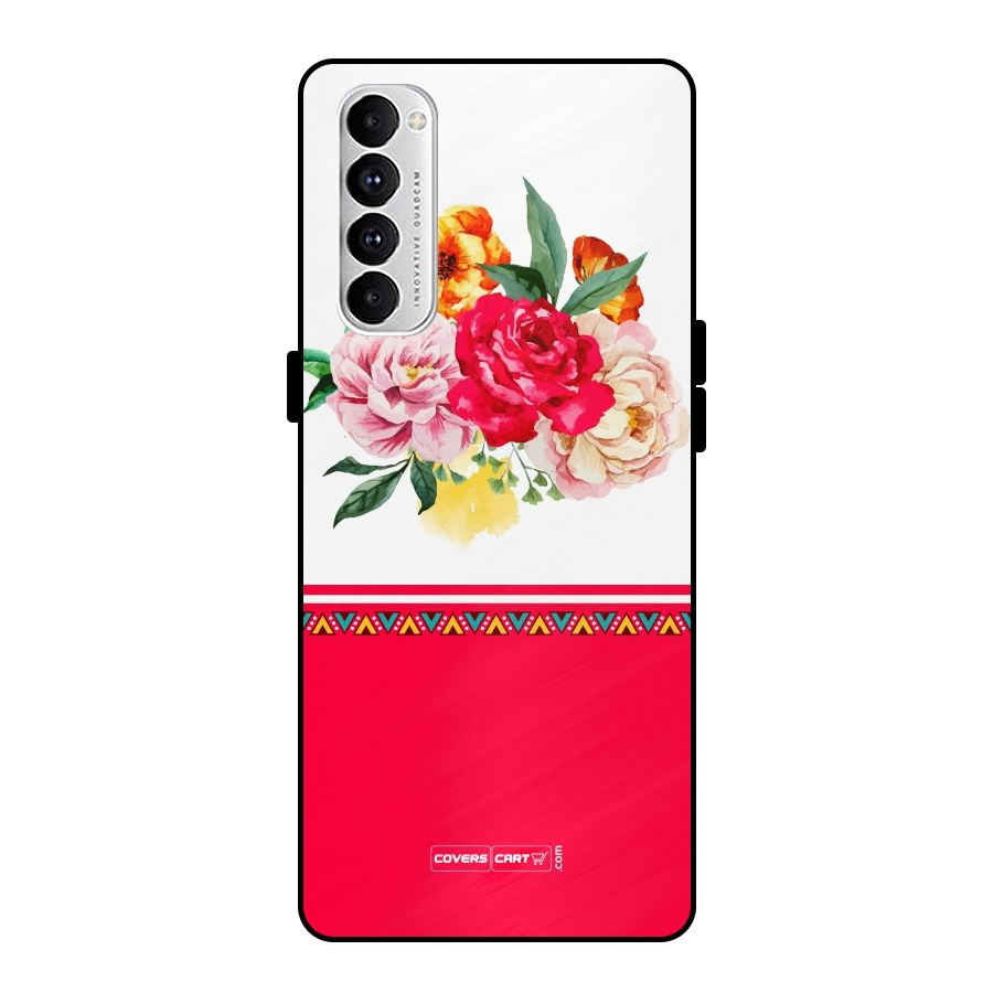 Flower Fusion Metal Back Case for Oppo Reno4 Pro