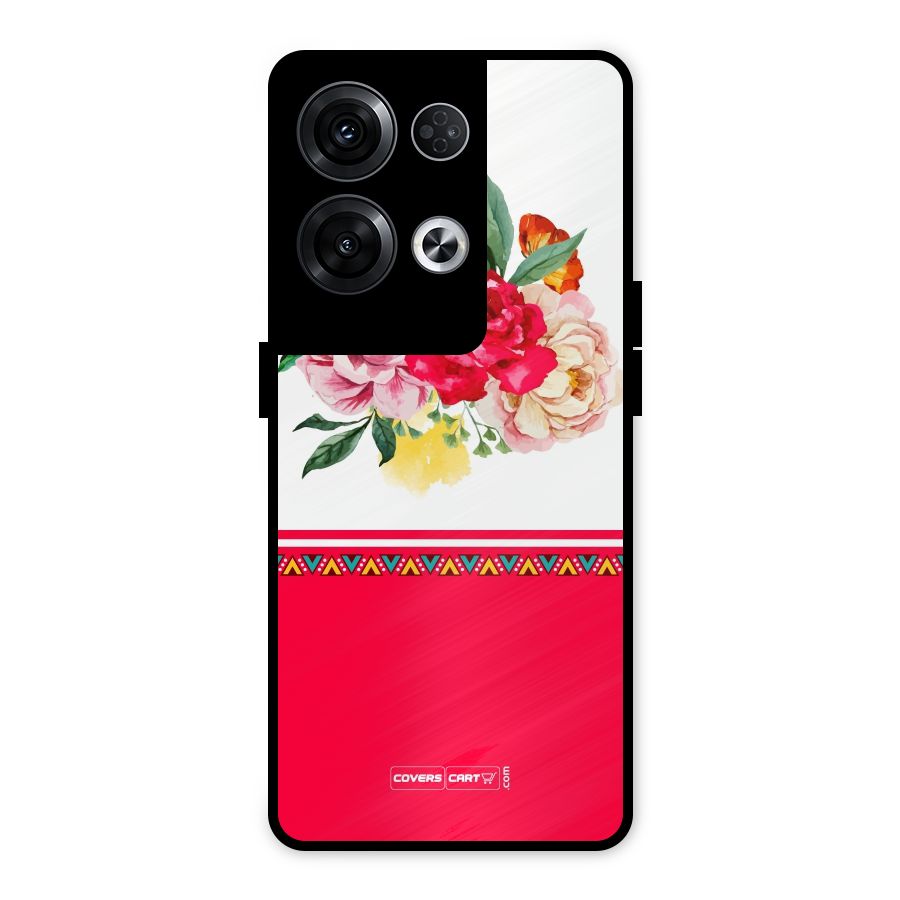Flower Fusion Metal Back Case for Oppo Reno8 Pro 5G