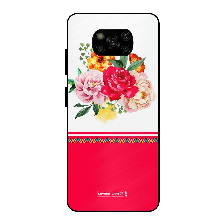 Flower Fusion Metal Back Case for Poco X3
