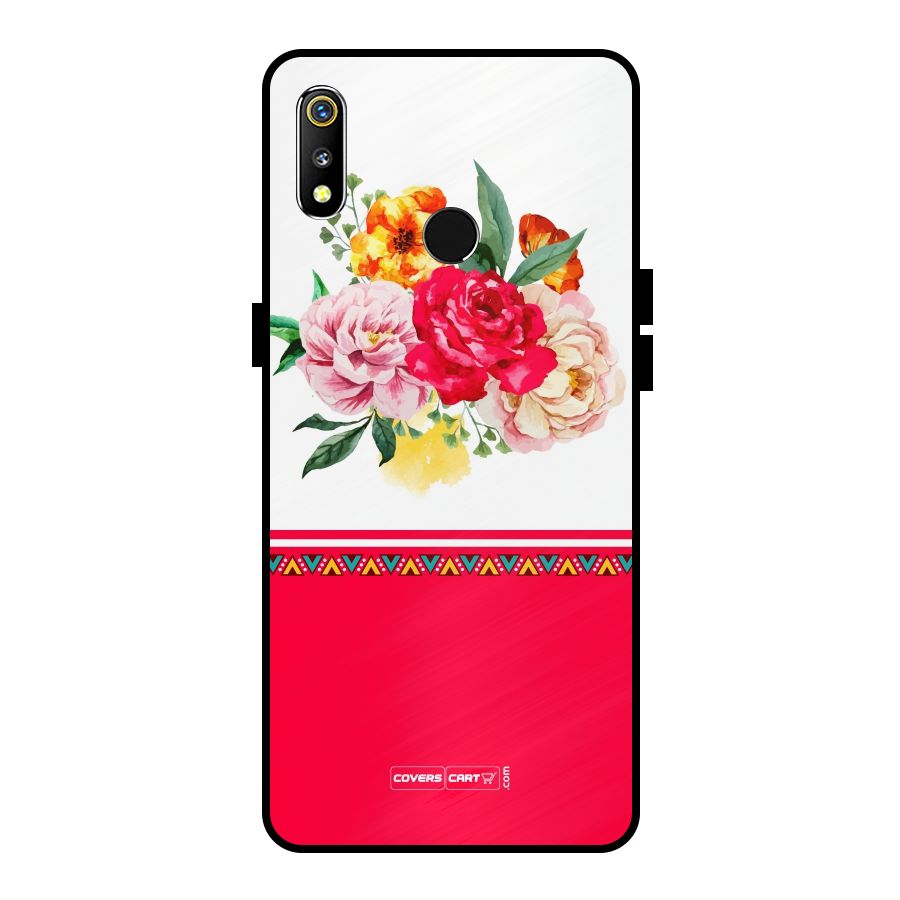 Flower Fusion Metal Back Case for Realme 3i