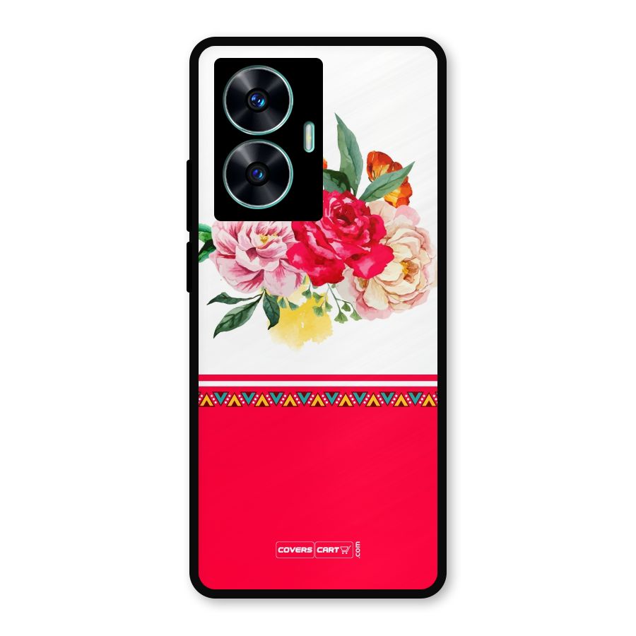 Flower Fusion Metal Back Case for Realme Narzo N55