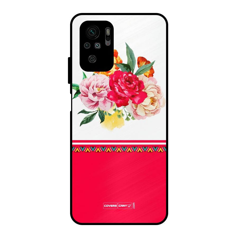 Flower Fusion Metal Back Case for Redmi Note 10