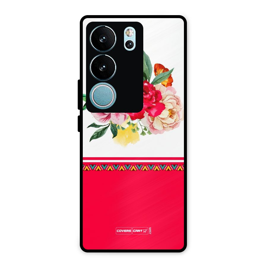 Flower Fusion Metal Back Case for Vivo V29 Pro