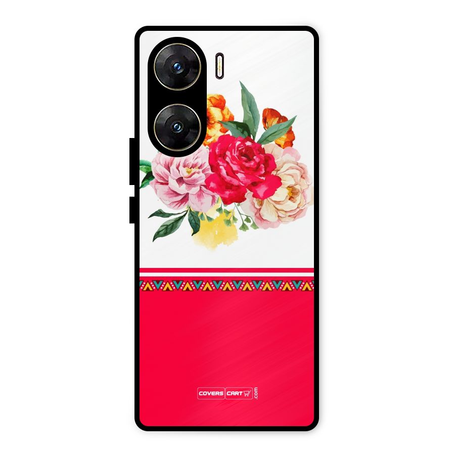 Flower Fusion Metal Back Case for Vivo V29e